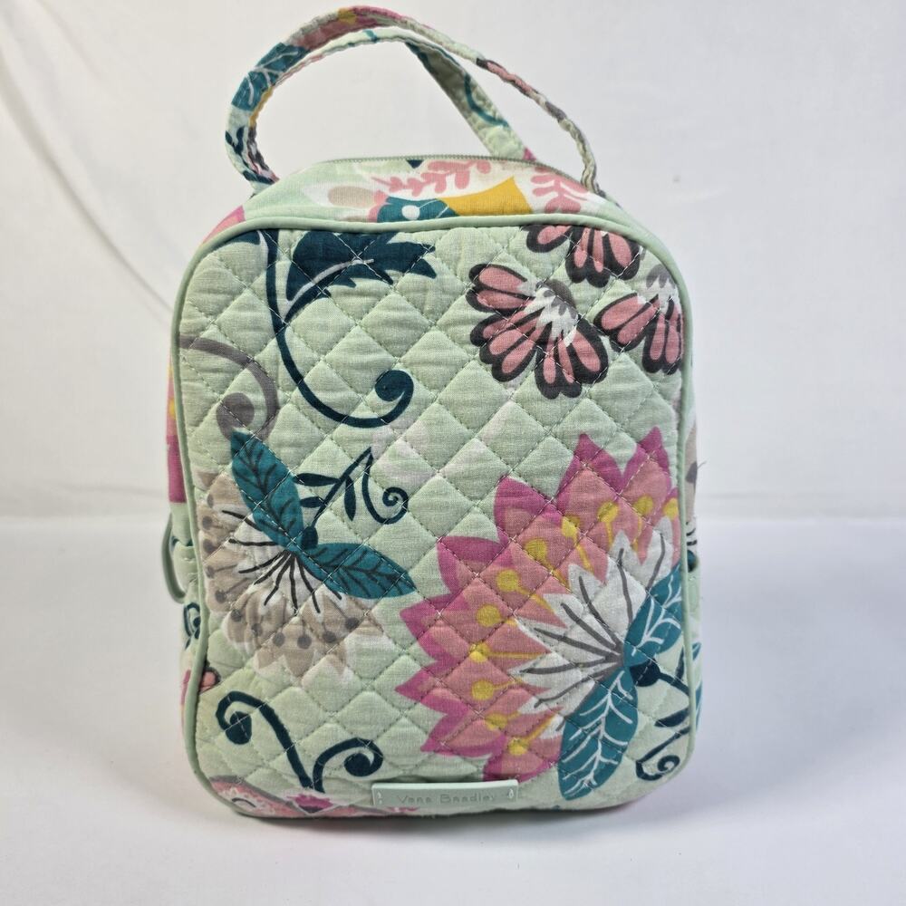 Vera Bradley Floral Butterfly Quilted Lunch Bag Mint Green Insulated Retired